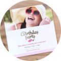 Birthday party invitation with colorful design and sweet details