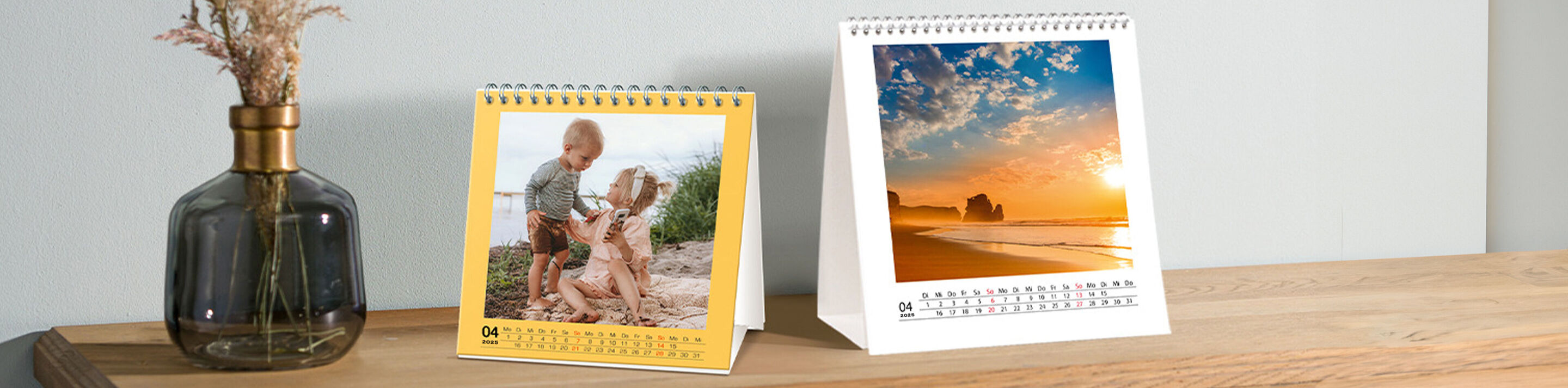 Personalised square desk calendar with images of kids jumping off pantoon